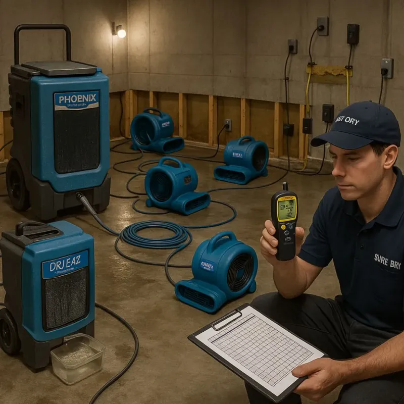 Structural Drying and Dehumidification process in Southmont, PA